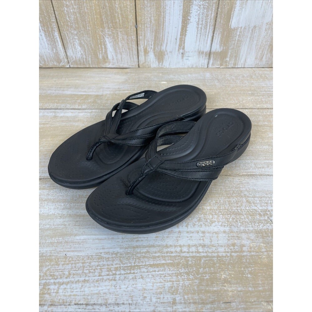 Crocs Capri V Black Flip Flop Sandals Women’s Size 8